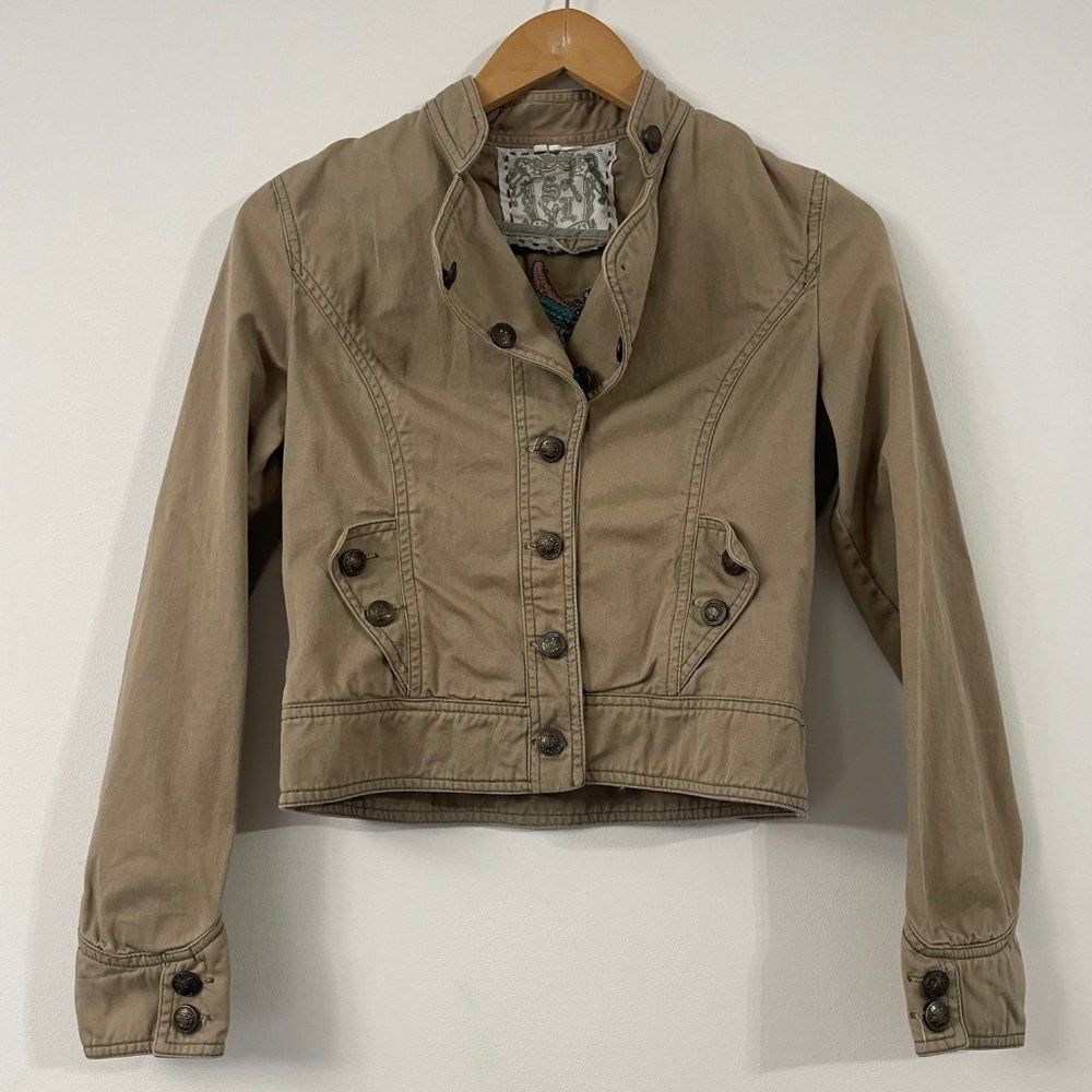 SL Los Angeles Unicorn Beige Jean Jacket With Embroidery Size Small